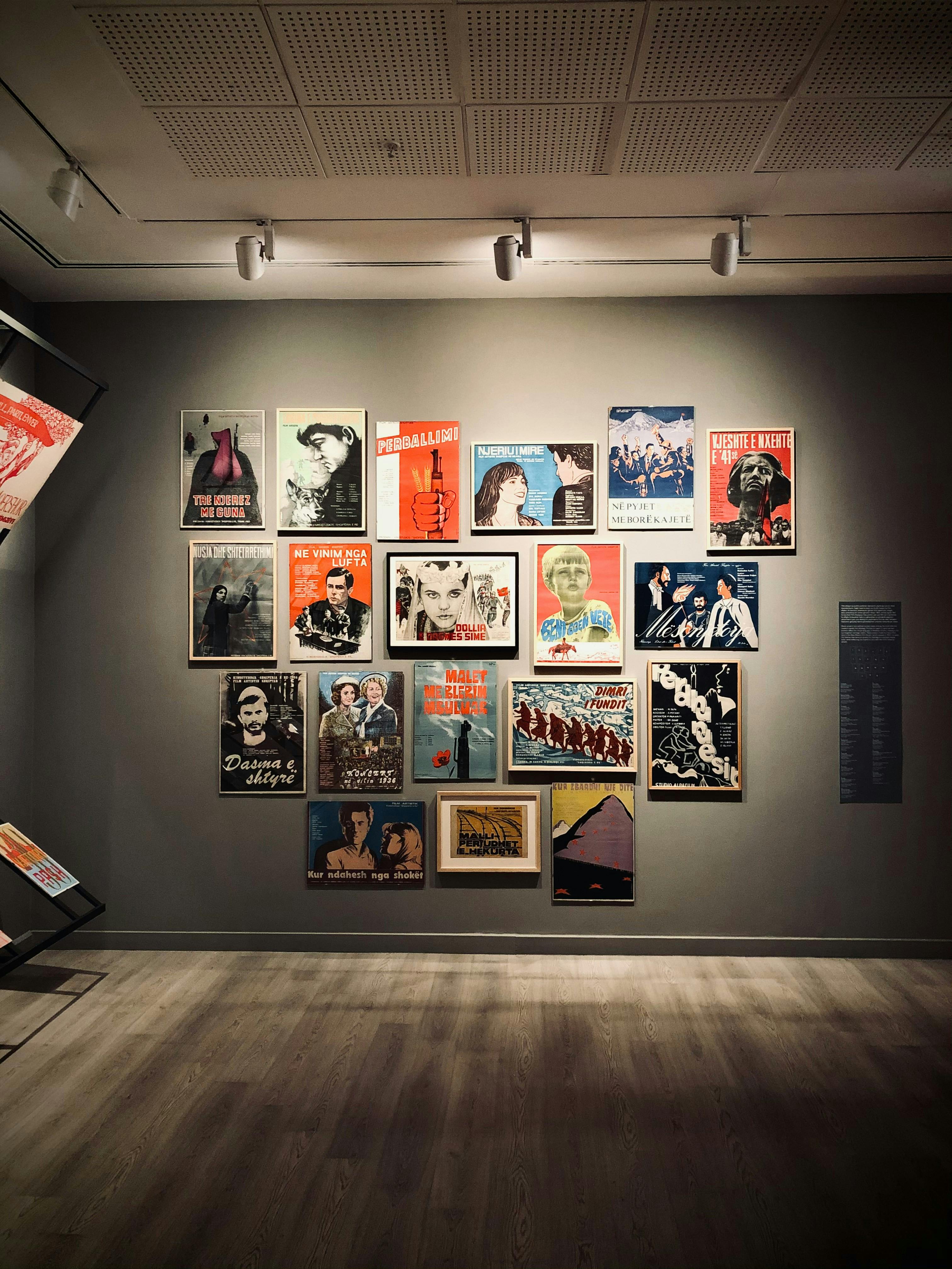 People viewing contemporary artwork at an exhibition